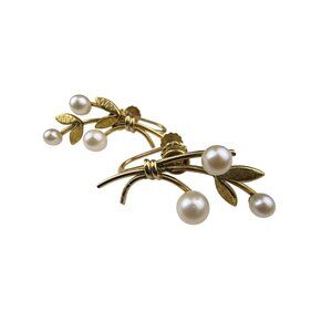 Krementz Vintage Gold Tone Screw Back Earrings Faux Pearl Floral Design